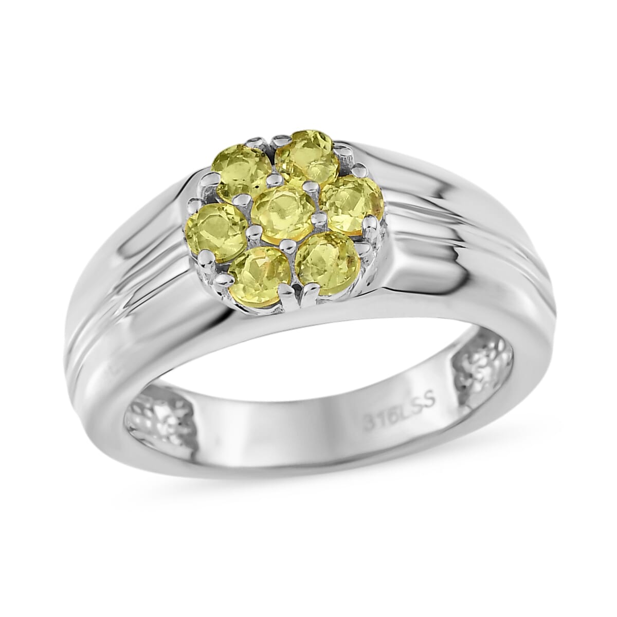 Arizona Peridot 0.90 ctw Mens Ring in Stainless Steel (Size 13.0) image number 0
