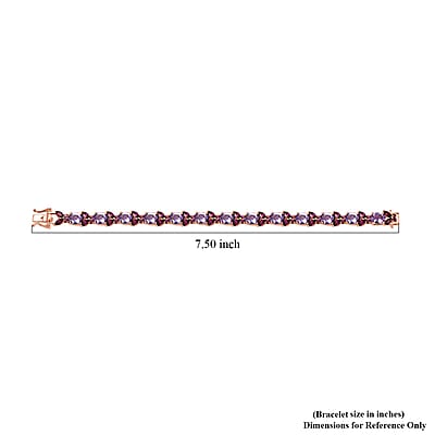 D'Joy AAA Rose De France Amethyst and Orissa Rhodolite Garnet 21.65 ctw Butterfly Bracelet in 18K Vermeil Rose Gold Over Sterling Silver (7.25 In)