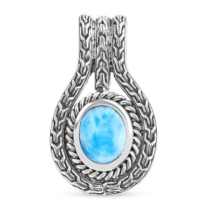 Bali Legacy Larimar 3.40 ctw Tulang Naga Pendant in Sterling Silver