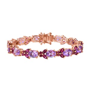 AAA Rose De France Amethyst and Orissa Rhodolite Garnet 19.50 ctw Butterfly Bracelet in 18K Vermeil Rose Gold Over Sterling Silver (6.50 In)