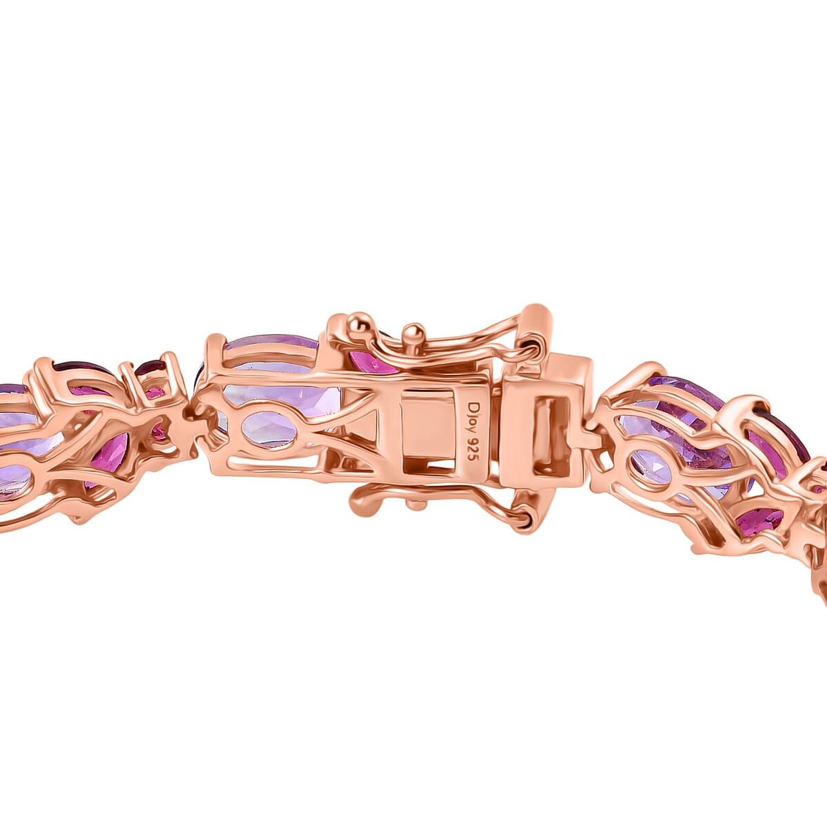 AAA Rose De France Amethyst and Orissa Rhodolite Garnet 19.50 ctw Butterfly Bracelet in 18K Vermeil Rose Gold Over Sterling Silver (6.50 In) image number 3