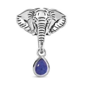 Indian Artisan Crafted Tanzanite 2.35 ctw Royal Grace Elephant Pendant in Sterling Silver