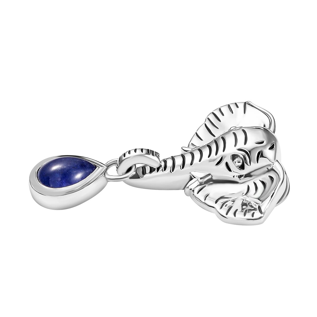 Indian Artisan Crafted Tanzanite 2.35 ctw Royal Grace Elephant Pendant in Sterling Silver image number 2