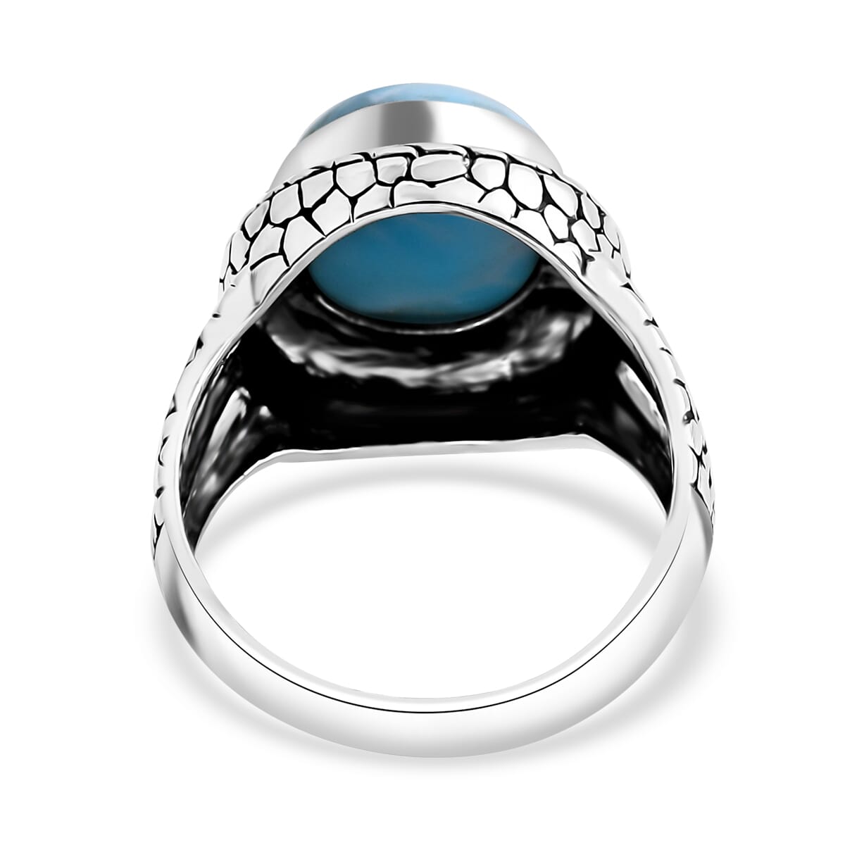 Bali Legacy Larimar 7.70 ctw Pebble with Tulang Naga Ring in Sterling Silver (Size 8.0) image number 4