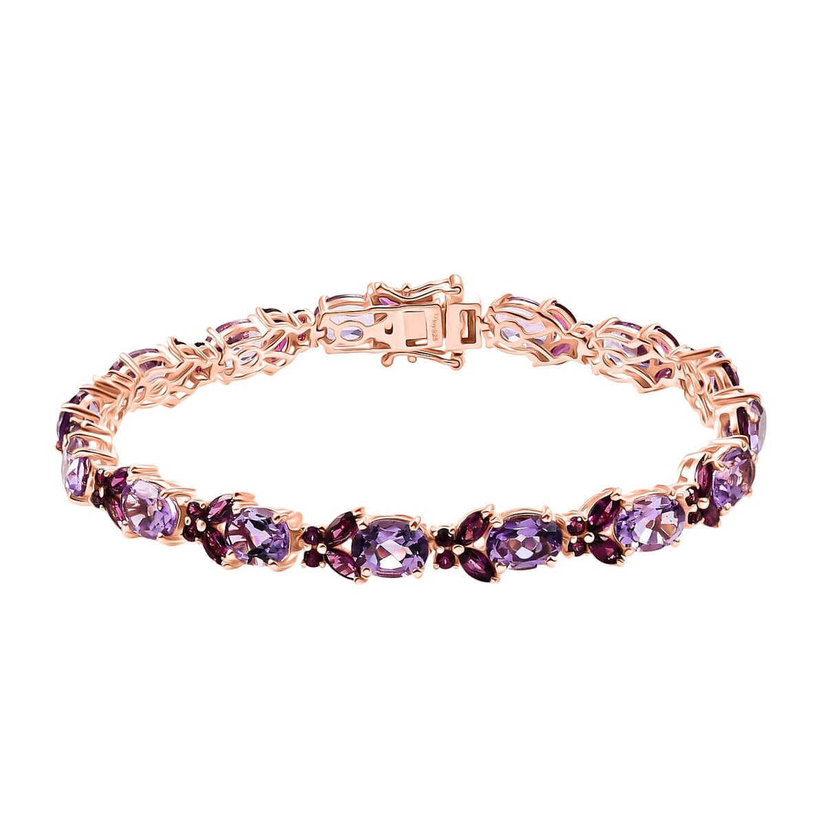 AAA Rose De France Amethyst and Orissa Rhodolite Garnet 24.40 ctw Butterfly Bracelet in 18K Vermeil Rose Gold Over Sterling Silver (8.00 In) image number 0