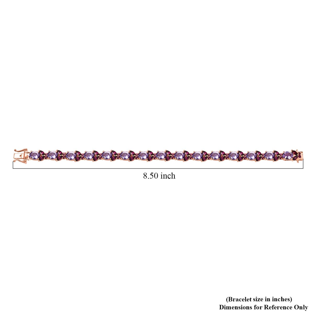 AAA Rose De France Amethyst and Orissa Rhodolite Garnet 24.40 ctw Butterfly Bracelet in 18K Vermeil Rose Gold Over Sterling Silver (8.00 In) image number 4