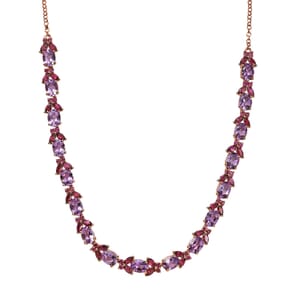 AAA Rose De France Amethyst and Orissa Rhodolite Garnet 27.15 ctw Butterfly Necklace in 18K Vermeil Rose Gold Over Sterling Silver 18 Inches