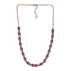 D'Joy AAA Rose De France Amethyst and Orissa Rhodolite Garnet 27.15 ctw Butterfly Necklace in 18K Vermeil Rose Gold Over Sterling Silver 18 Inches