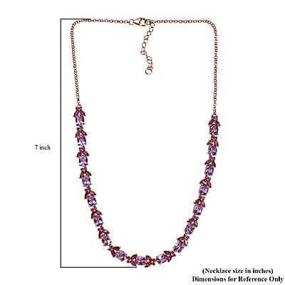 D'Joy AAA Rose De France Amethyst and Orissa Rhodolite Garnet 27.15 ctw Butterfly Necklace in 18K Vermeil Rose Gold Over Sterling Silver 18 Inches