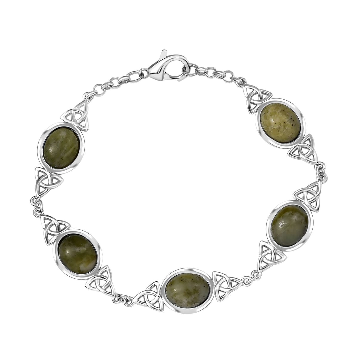 Karis Connemara Marble 16.40 ctw Celtic Trinity Knot Bracelet in Platinum Bond (7.25 In) image number 0