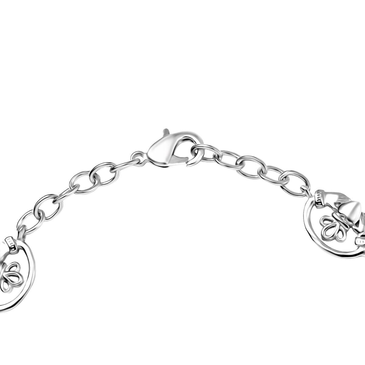 Karis Connemara Marble 16.40 ctw Celtic Trinity Knot Bracelet in Platinum Bond (7.25 In) image number 3