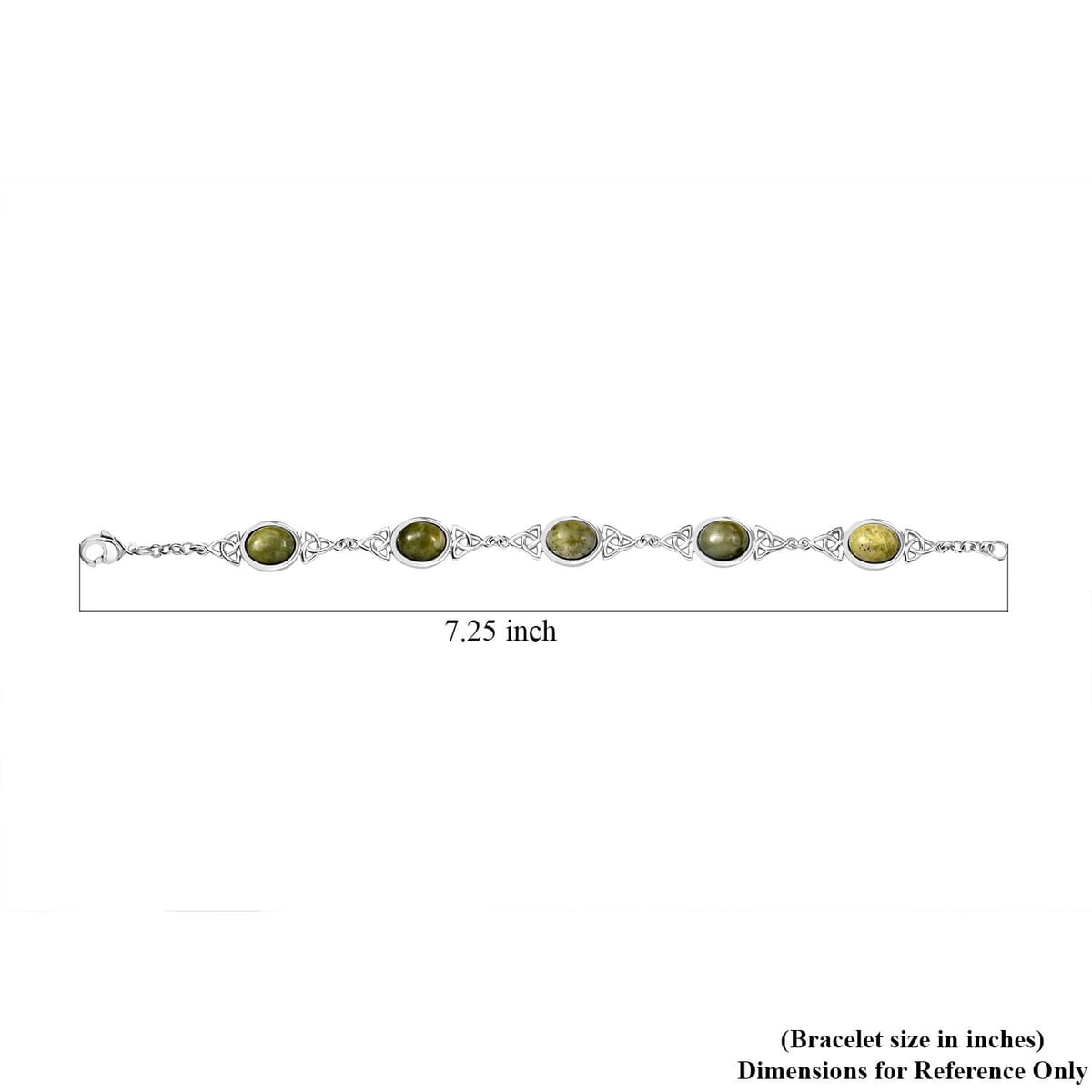 Karis Connemara Marble 16.40 ctw Celtic Trinity Knot Bracelet in Platinum Bond (7.25 In) image number 4