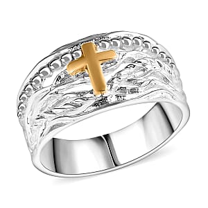 Bali Legacy 22K YG and Sterling Silver Cross Ring (Size 5.0) 5.61 Grams