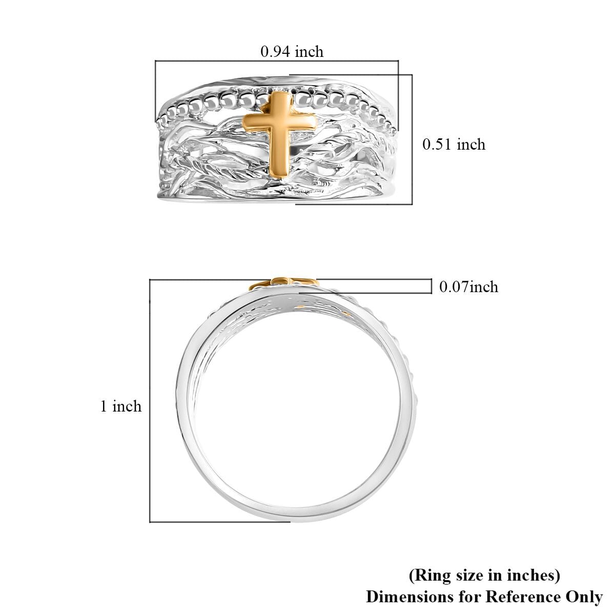 Bali Legacy 22K YG and Sterling Silver Cross Ring (Size 8.0) 5.61 Grams image number 5