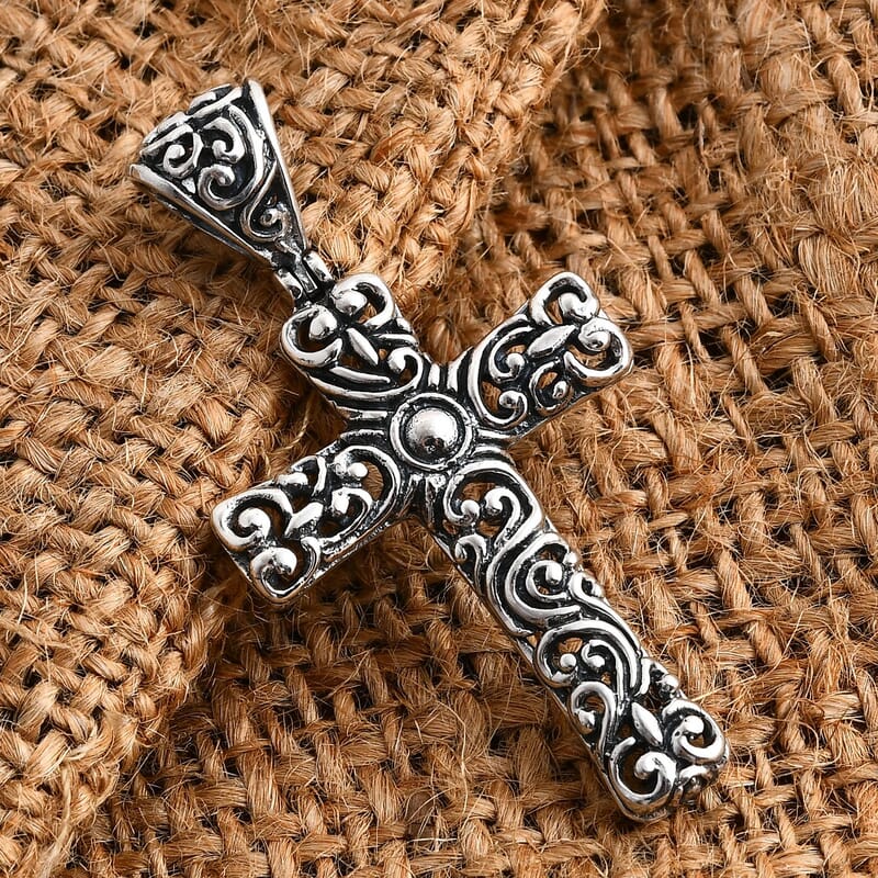 Bali Legacy Filigree Cross Pendant without Chain in Sterling Silver 5.5 Grams
