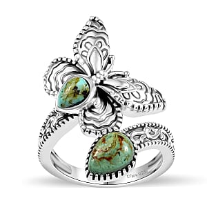 D'Joy Indian Artisan Crafted Royston Turquoise 1.50 ctw Forest Whisper Ring in Sterling Silver (Size 10.0)