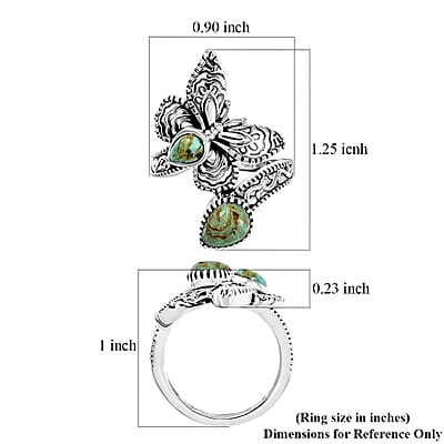 D'Joy Indian Artisan Crafted Royston Turquoise 1.50 ctw Forest Whisper Ring in Sterling Silver (Size 10.0)