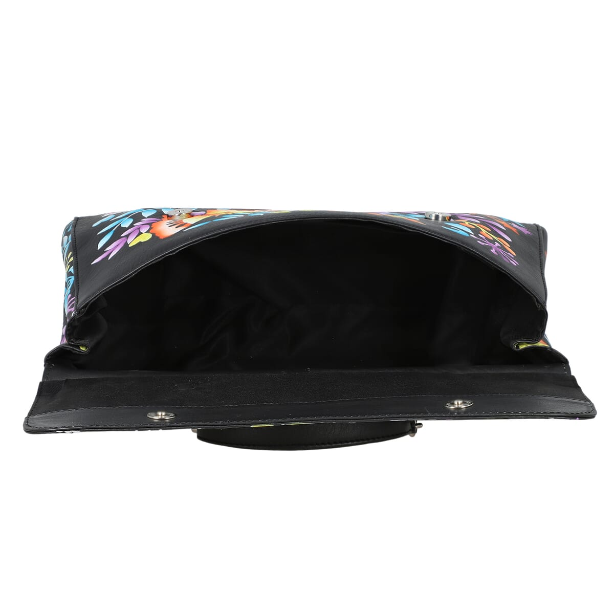 Sukriti Black Genuine Leather Hand Painted Satchel Bag with Detachable shoulder Strap image number 5