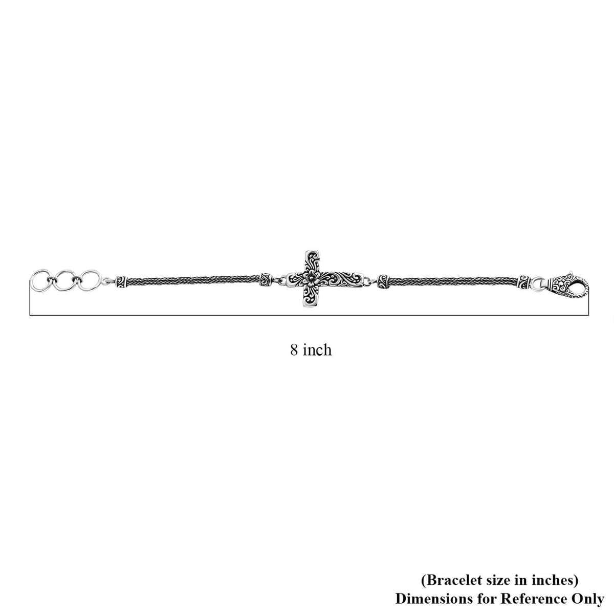 Bali Legacy Flower Cross Bracelet in Sterling Silver (8.00 In) 10.90 Grams image number 4