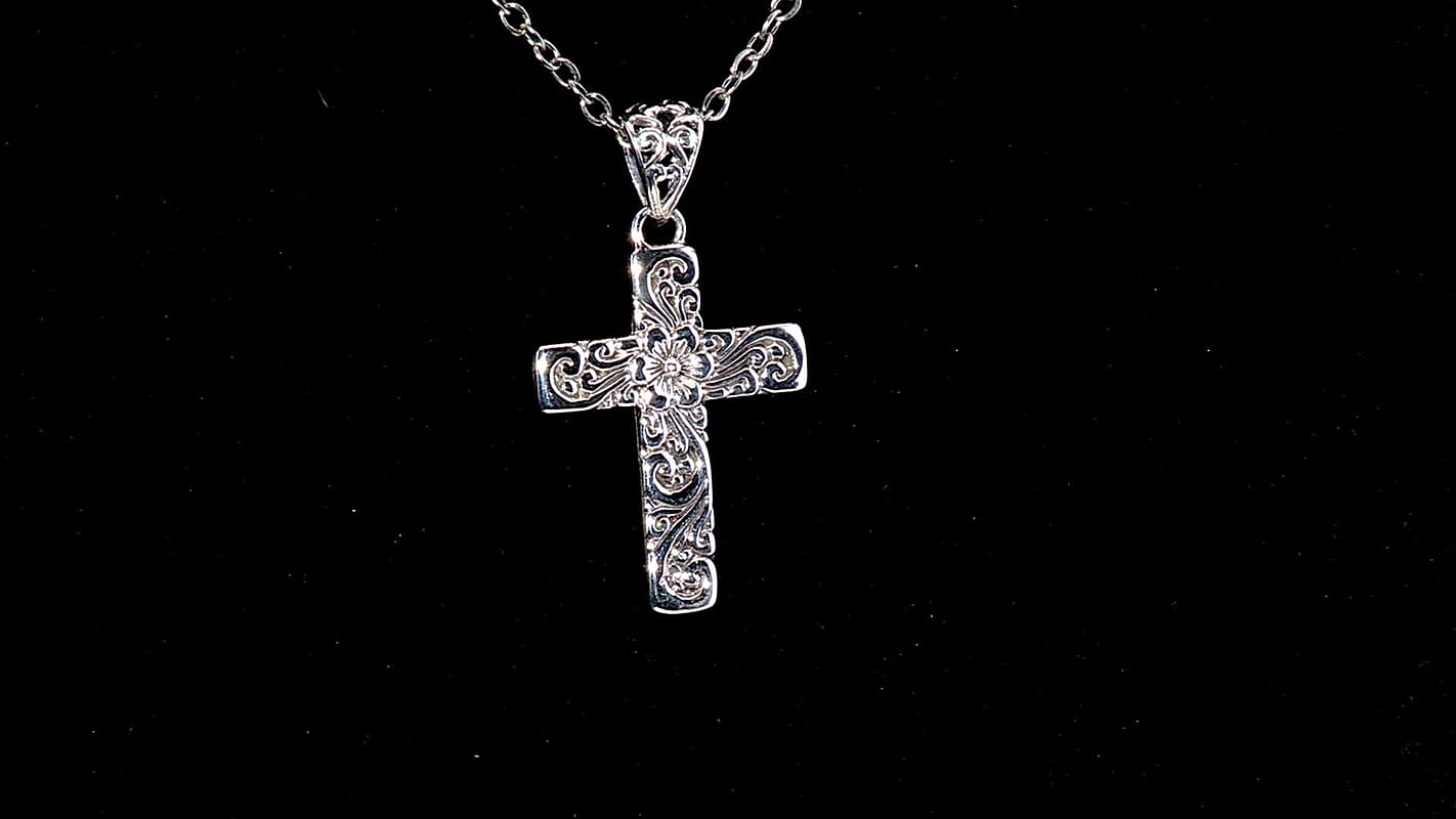 Bali Legacy Flower Cross Pendant without Chain in Sterling Silver 3.35 Grams