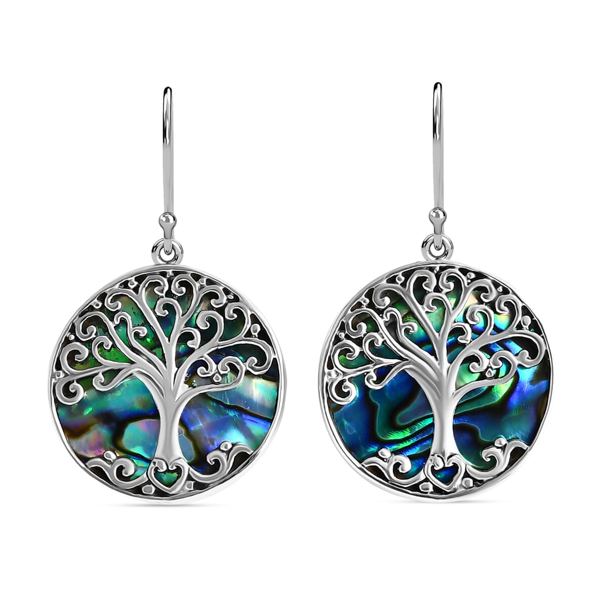 Bali Legacy Abalone Shell Tree of Life Earrings in Sterling Silver image number 0