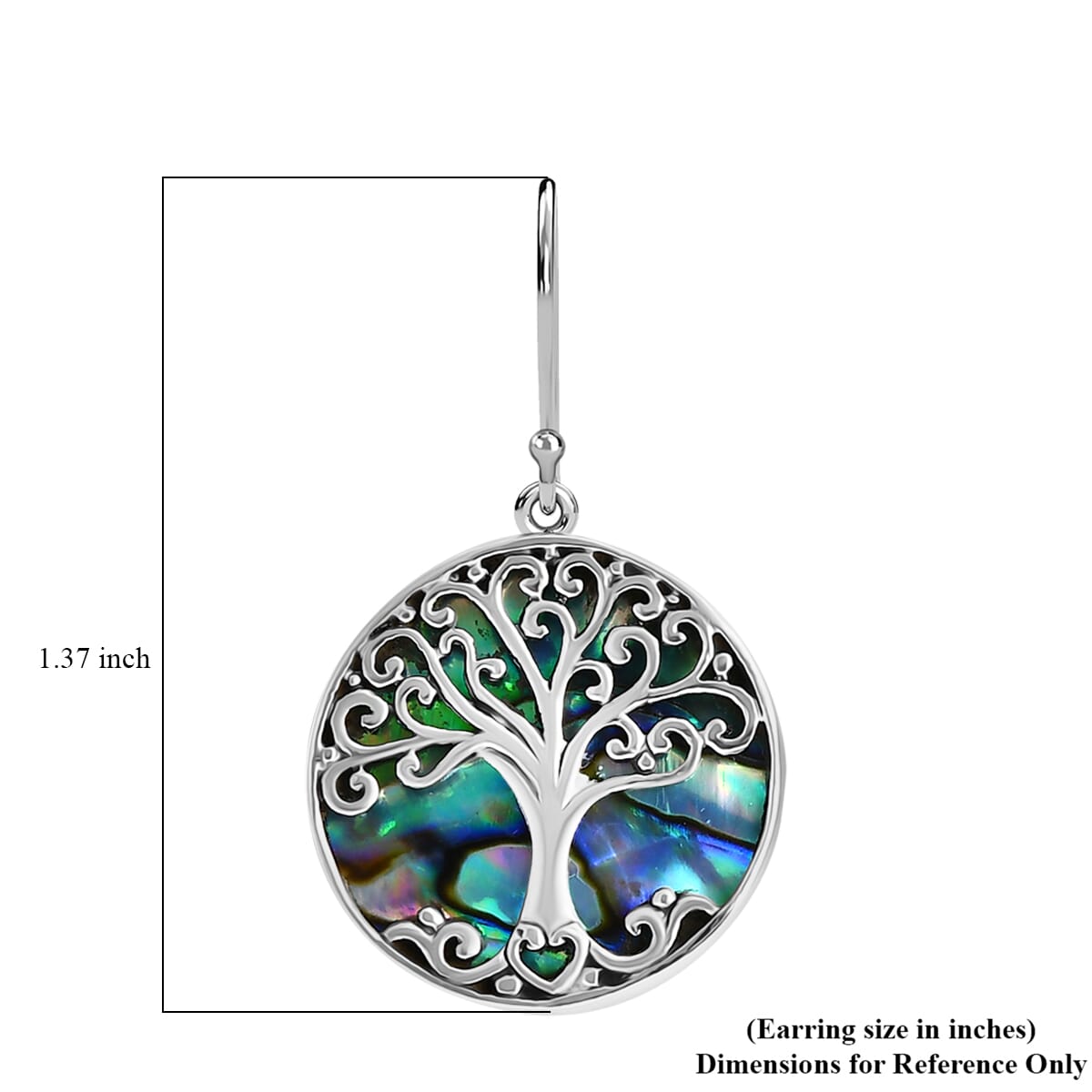 Bali Legacy Abalone Shell Tree of Life Earrings in Sterling Silver image number 4