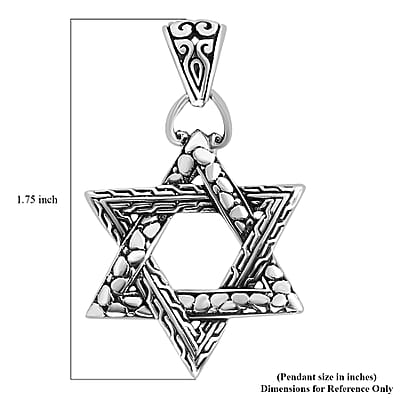 Bali Legacy Star of David Pendant without Chain in Sterling Silver 5 Grams