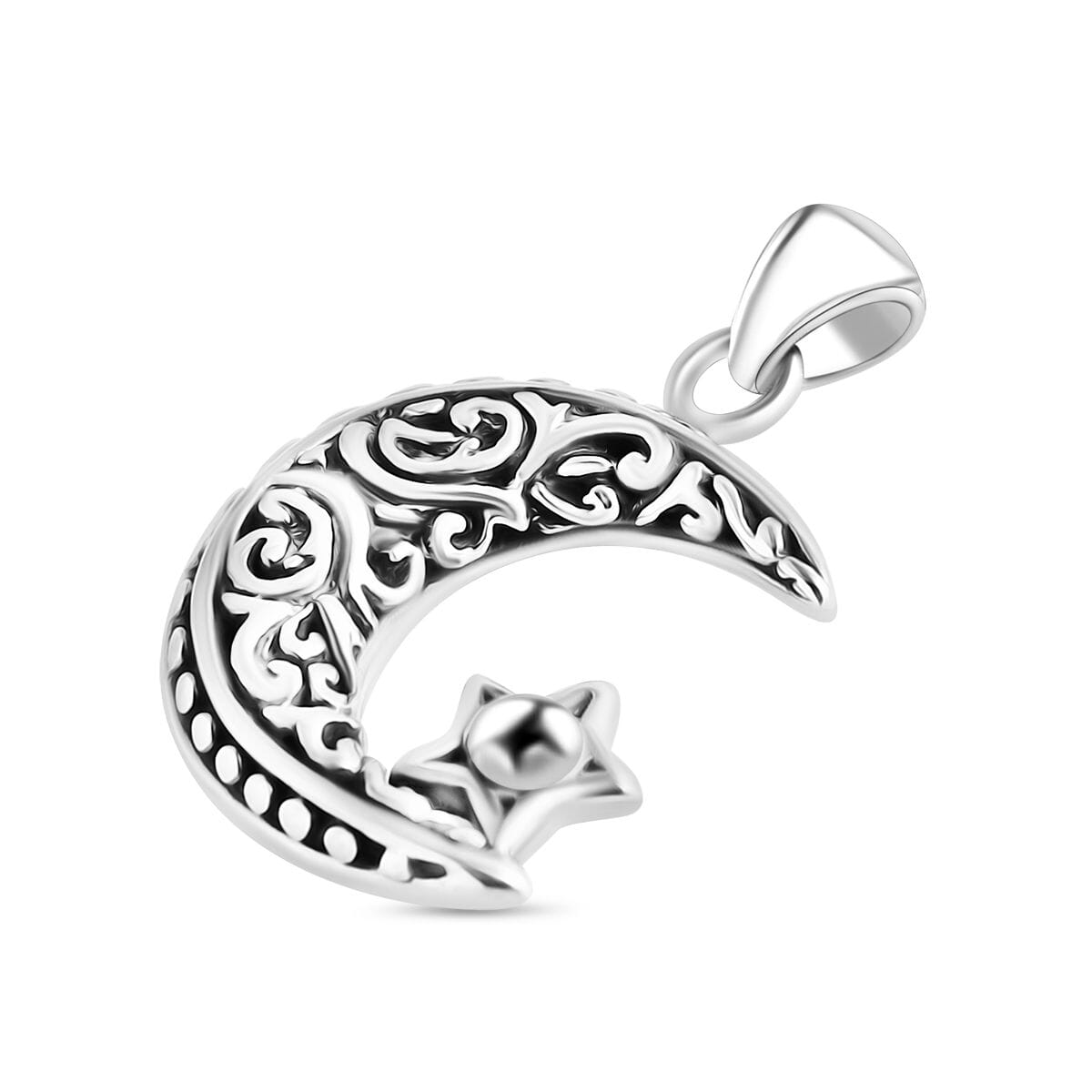 Bali Legacy Sterling Silver Crescent Moon Pendant without Chain 4.50 Grams image number 3