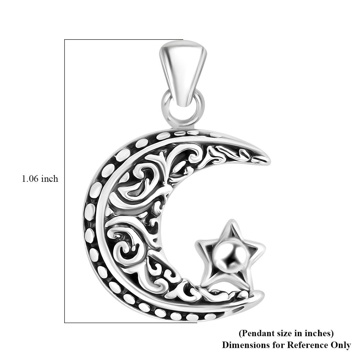Bali Legacy Sterling Silver Crescent Moon Pendant without Chain 4.50 Grams image number 5