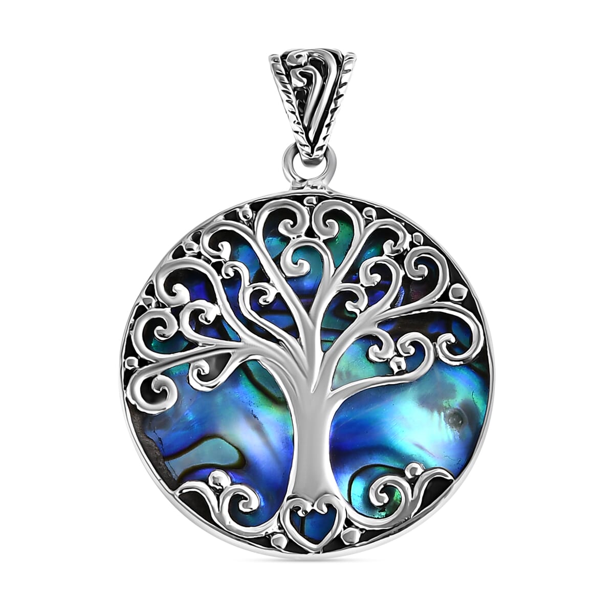 Bali Legacy Abalone Shell Tree of Life Pendant in Sterling Silver image number 0