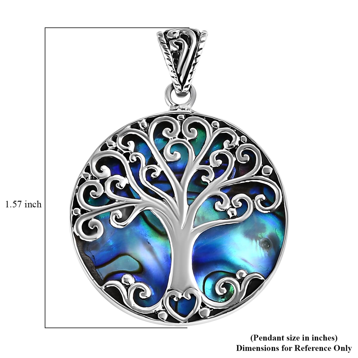 Bali Legacy Abalone Shell Tree of Life Pendant in Sterling Silver image number 5