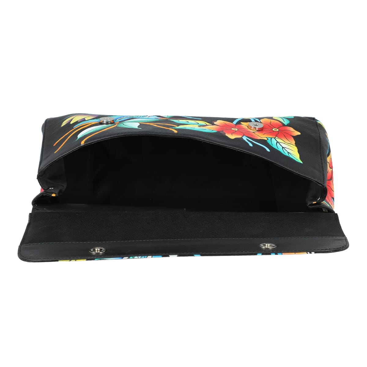 Sukriti Black Genuine Leather Hand Painted Satchel Bag with Detachable shoulder Strap image number 5