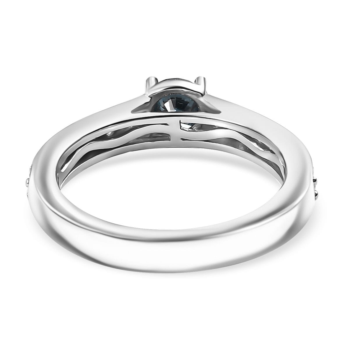 Luxuriant Lab Grown Blue and White Diamond SI 1.00 ctw Ring in Rhodium Over Sterling Silver (Size 9.0) image number 4