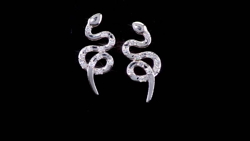Luxuriant Lab Grown Diamond G-H, SI 0.35 ctw Serpent Earrings in Rhodium Over Sterling Silver