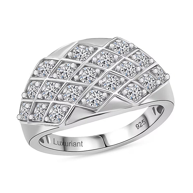 Luxuriant Lab Grown Diamond G-H SI 1.00 ctw Art Deco Ring in Rhodium Over Sterling Silver (Size 10.0)