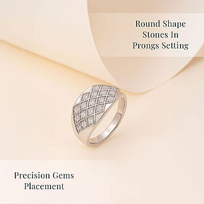 Luxuriant Lab Grown Diamond G-H SI 1.00 ctw Art Deco Ring in Rhodium Over Sterling Silver (Size 10.0)