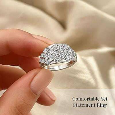 Luxuriant Lab Grown Diamond G-H SI 1.00 ctw Art Deco Ring in Rhodium Over Sterling Silver (Size 10.0)