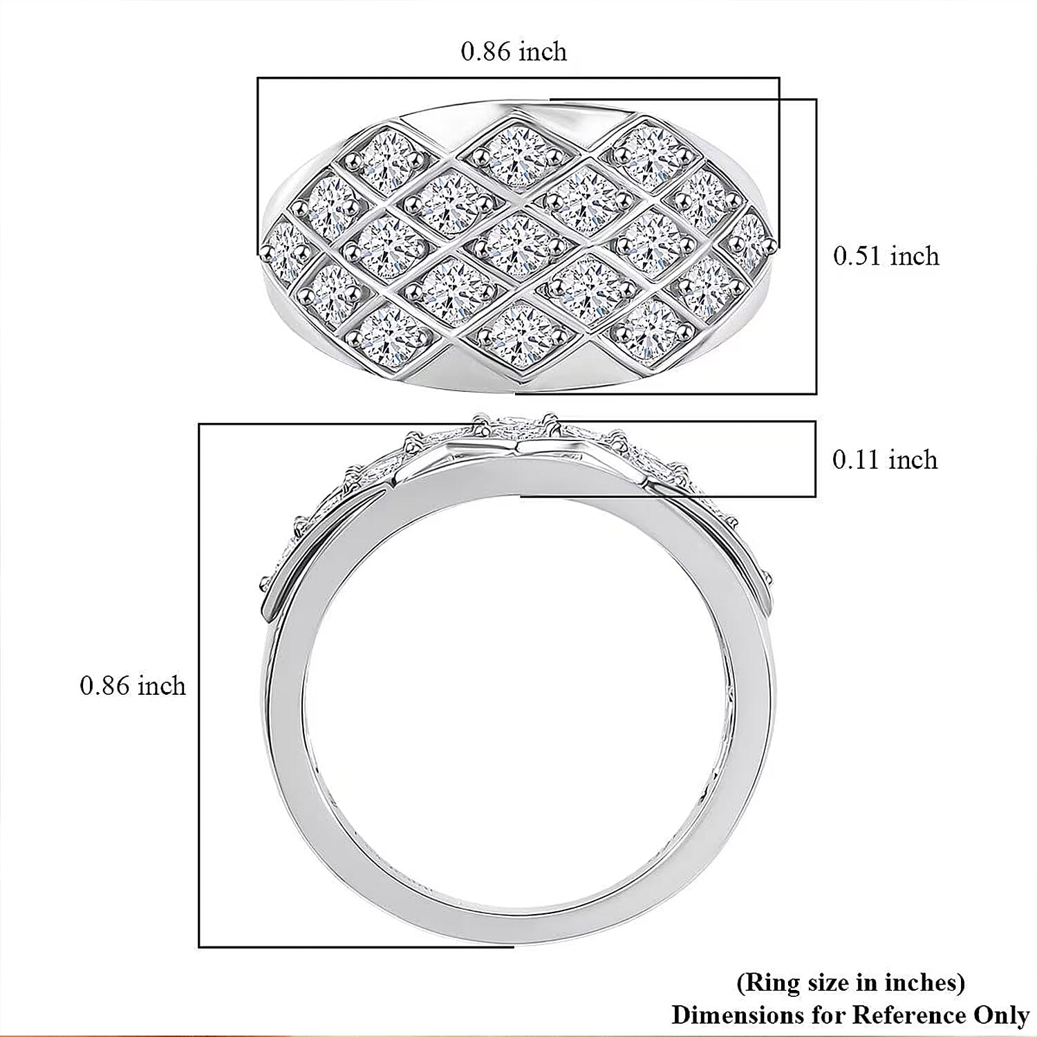 Luxuriant Lab Grown Diamond G-H SI 1.00 ctw Art Deco Ring in Rhodium Over Sterling Silver (Size 10.0)