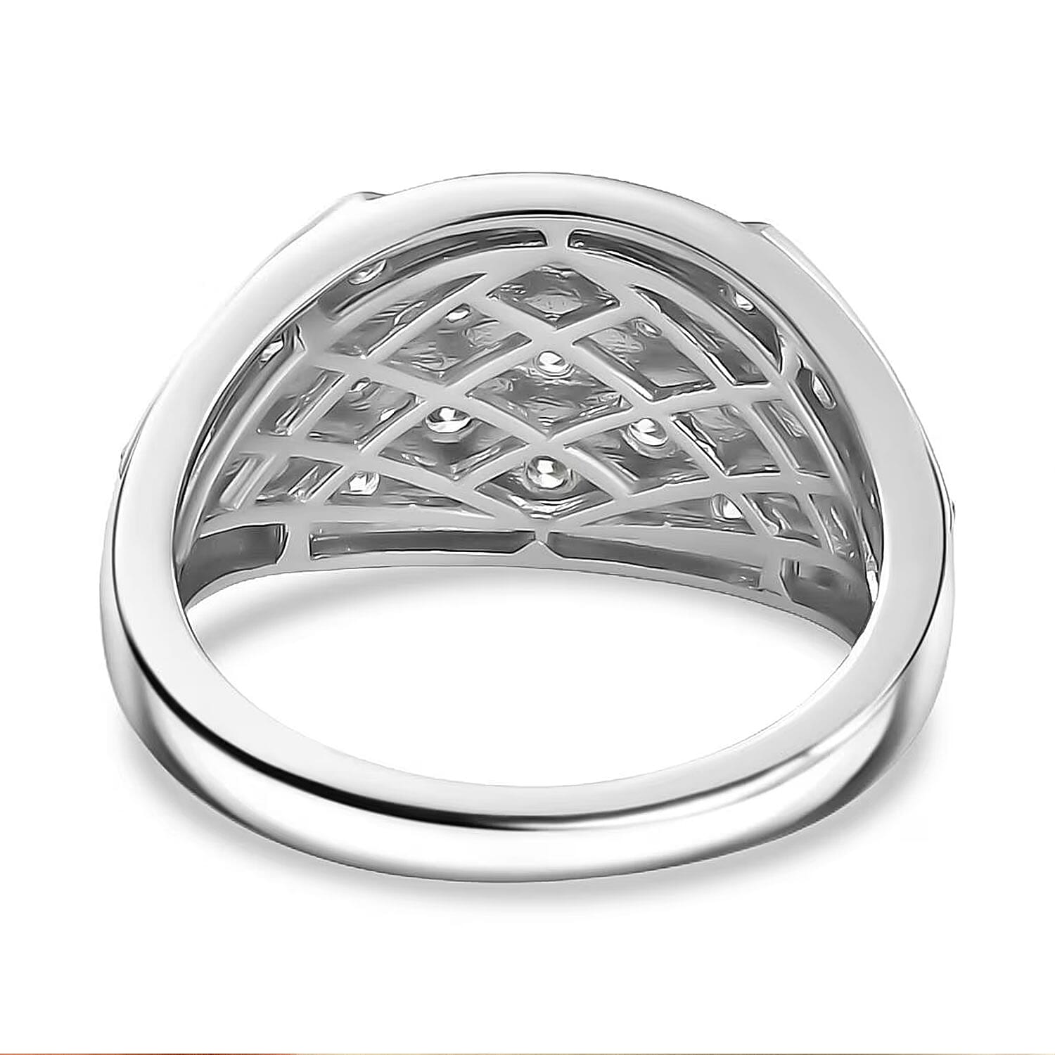 Luxuriant Lab Grown Diamond G-H SI 1.00 ctw Art Deco Ring in Rhodium Over Sterling Silver (Size 10.0)