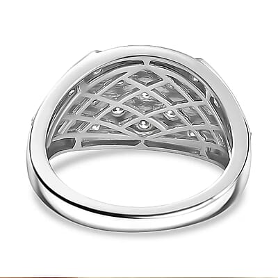 Luxuriant Lab Grown Diamond G-H SI 1.00 ctw Art Deco Ring in Rhodium Over Sterling Silver (Size 10.0)