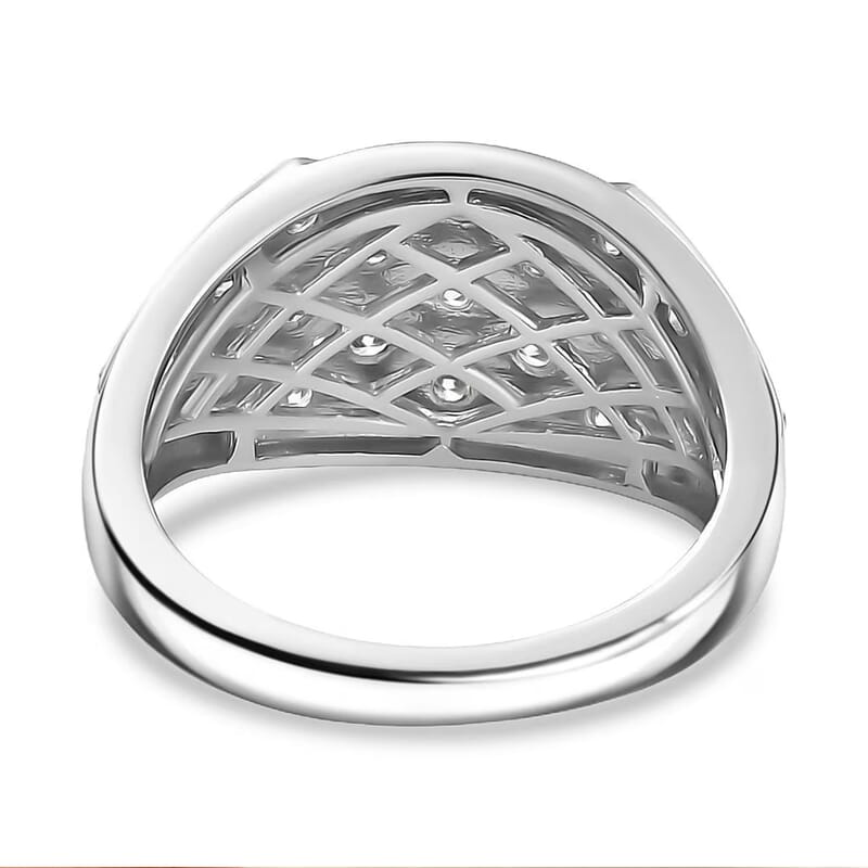 Luxuriant Lab Grown Diamond G-H SI 1.00 ctw Art Deco Ring in Rhodium Over Sterling Silver (Size 10.0)