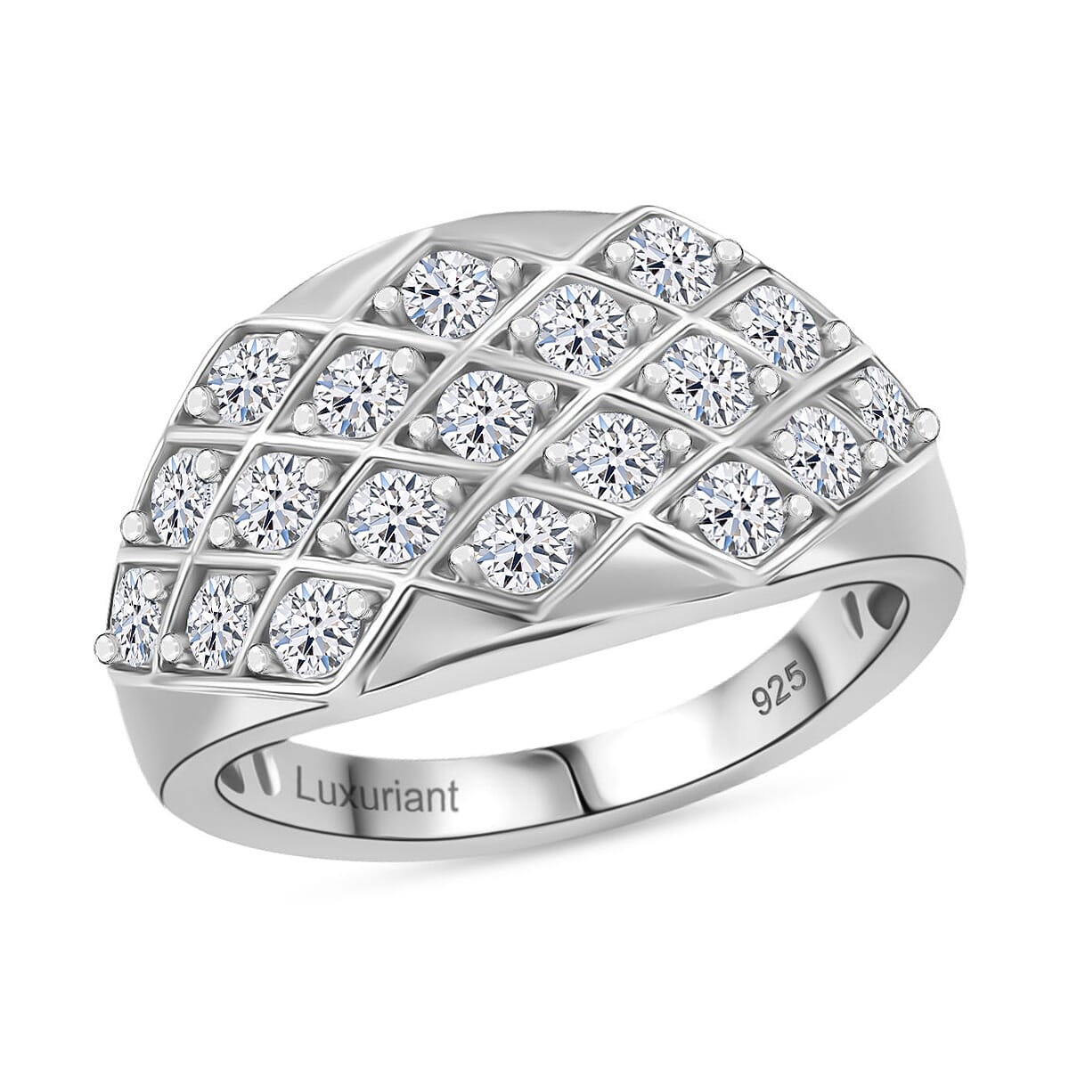 Luxuriant Lab Grown Diamond G-H SI 1.00 ctw Art Deco Ring in Rhodium Over Sterling Silver (Size 8.0) image number 0