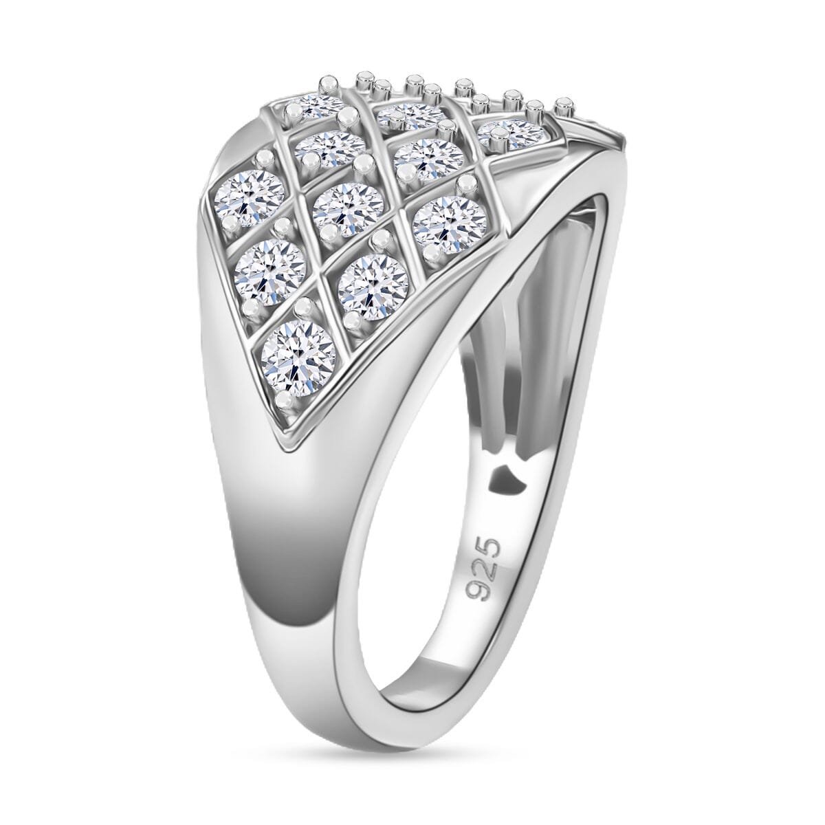 Luxuriant Lab Grown Diamond G-H SI 1.00 ctw Art Deco Ring in Rhodium Over Sterling Silver (Size 8.0) image number 3