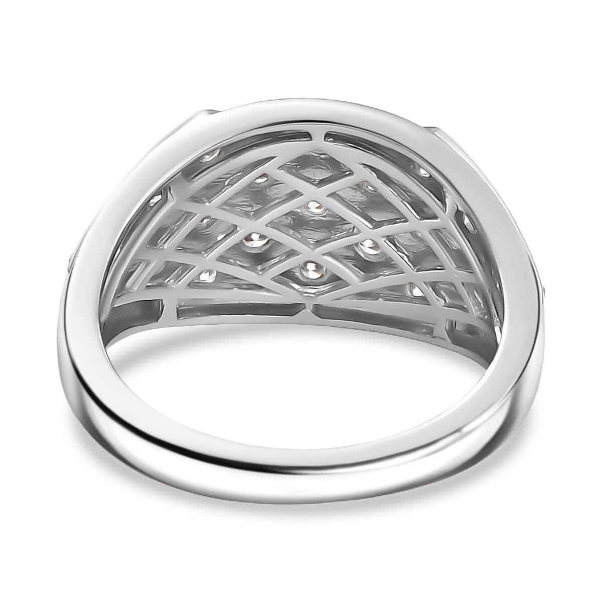 Luxuriant Lab Grown Diamond G-H SI 1.00 ctw Art Deco Ring in Rhodium Over Sterling Silver (Size 8.0) image number 4