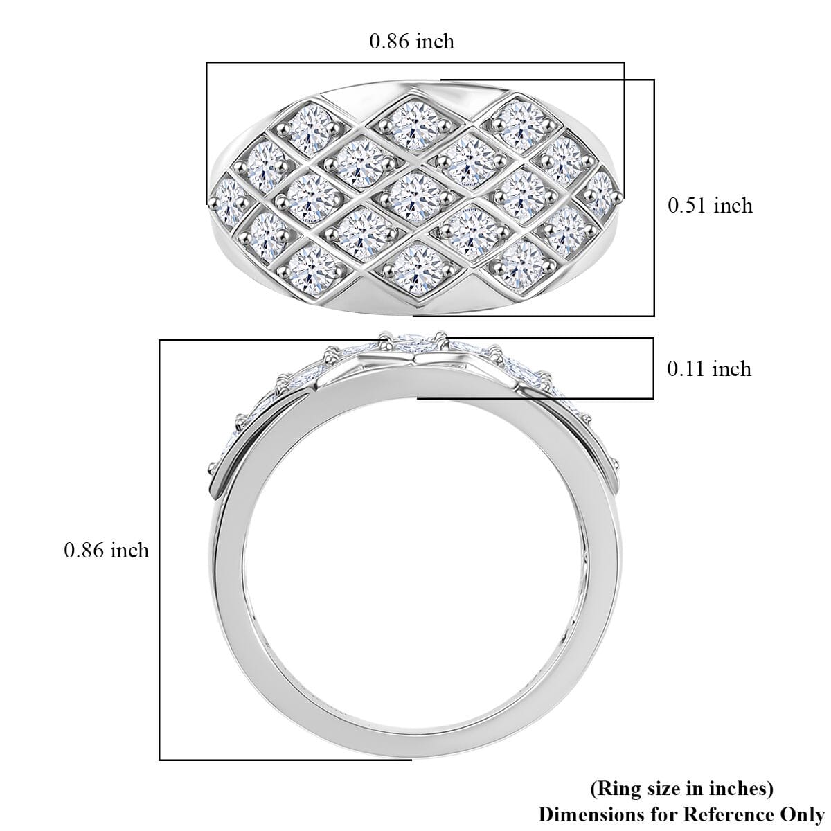 Luxuriant Lab Grown Diamond G-H SI 1.00 ctw Art Deco Ring in Rhodium Over Sterling Silver (Size 8.0) image number 5