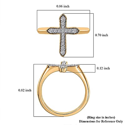 Luxuriant Lab Grown Diamond G-H SI 0.20 ctw Cross Ring in 18K Vermeil Yellow Gold Over Sterling Silver (Size 10.0)