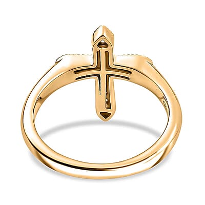Luxuriant Lab Grown Diamond G-H SI 0.20 ctw Cross Ring in 18K Vermeil Yellow Gold Over Sterling Silver (Size 10.0)