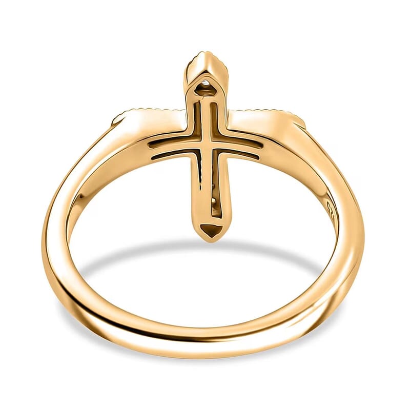 Luxuriant Lab Grown Diamond G-H SI 0.20 ctw Cross Ring in 18K Vermeil Yellow Gold Over Sterling Silver (Size 10.0)