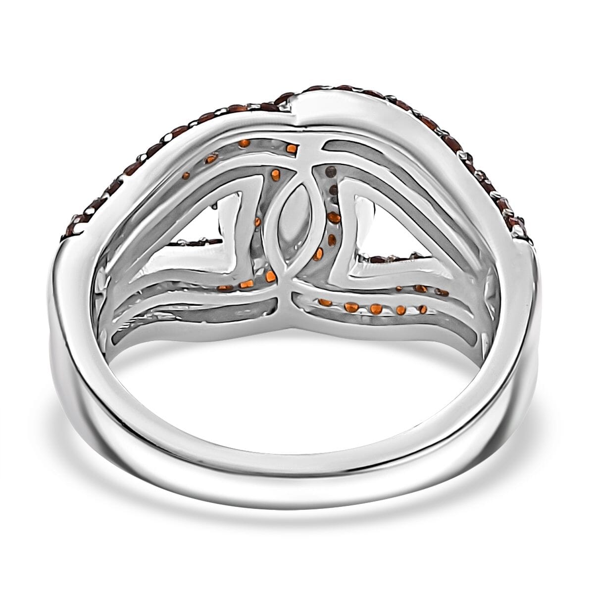 Karis Premium Mozambique Garnet 1.35 ctw Interlocking Ring in Platinum Bond (Size 10.0) image number 4