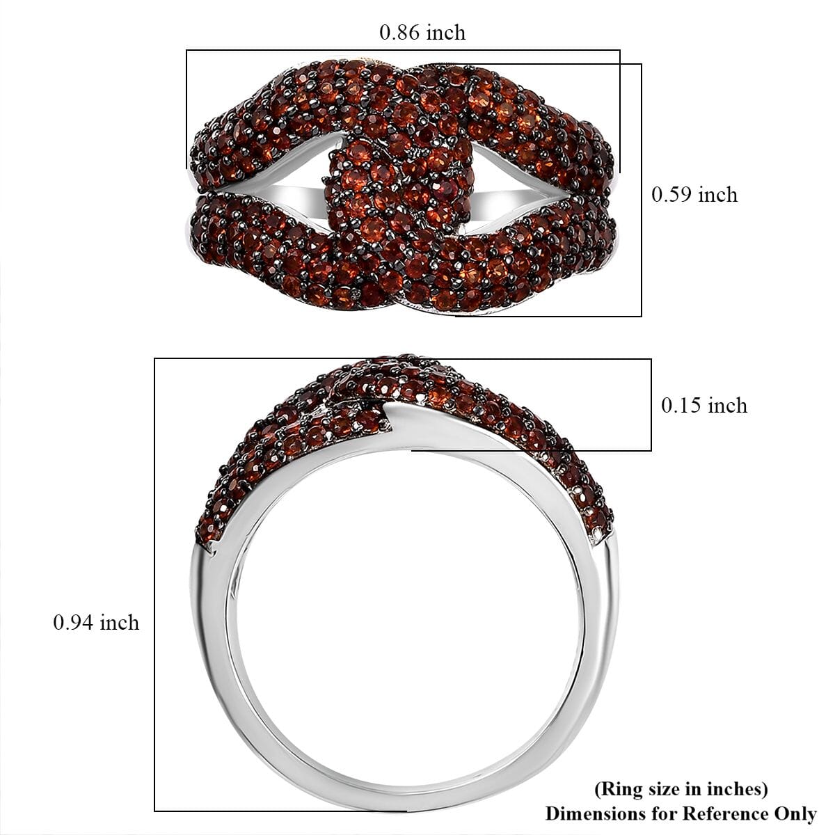 Karis Premium Mozambique Garnet 1.35 ctw Interlocking Ring in Platinum Bond (Size 8.0) image number 5